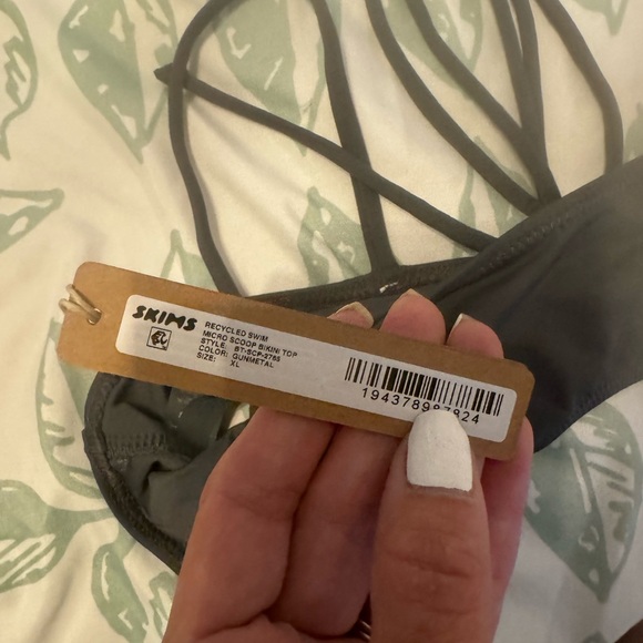 Skims recycled swim micro scoop bikini top gray gunmetal xl - Picture 4 of 4